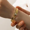 A simple and fashionable InS-style brass metal bracelet with a popular line and open design for women in the east gate of Japan and South Korea details Picture